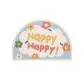 Half-circle absorbent bathroom doormat, cute cloud flower print non-slip floor carpet. - 40x60cm / Happy Happy