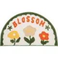 Semi-circular tufted bathroom floor mat, cute floral non-slip absorbent door rug for home. - Three Flowers