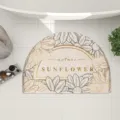 Semi-circular sunflower bathroom mat, minimalist non-slip absorbent floor carpet for toilet. - Gold Flower