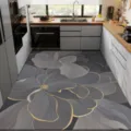 Kitchen diatomaceous earth floor mat, absorbent oil-proof rug, floral gold pattern. - 40*60cm / Blooming Flower