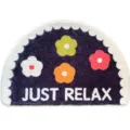 Semi-circle absorbent bathroom floor mat, anti-slip thick plush rug for toilet doorway. - Black Border Flowers