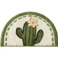 Green cactus semi-circle bath mat, absorbent anti-slip floor carpet for bathroom and door entrance. - Cactus Floral