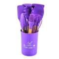 Silicone kitchen utensil set with wooden handles, purple kitchen tools set for cooking. - Silicone Kitchen Utensils Set