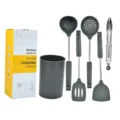 Silicone kitchen utensil set with holder cooking tools 6pcs kitchenware main view - Silicone Kitchen Utensil 6-Piece Set