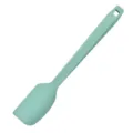Mint green silicone kitchen spatula, heat-resistant cooking tool with hanging hole for daily use. - Spatula / Green