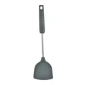 Silicone kitchen spatula with metal handle and grey head for cooking, single item SKU view. - Solid Turner
