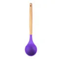 Purple silicone soup ladle with wooden handle kitchen cooking tool single item variant display - Soup Spoon
