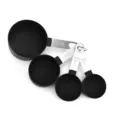 Ensemble de 4 tasses à mesurer noires poignée acier inoxydable outils de cuisine pâtisserie - Cuillère de mesure / Set de 4 pièces / Noir