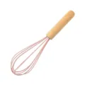 Pink silicone whisk with natural wooden handle for kitchen baking and cooking variant - Small Whisk