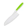 Childrens plastic safety knife serrated fruit bread cake cutter for kindergarten kids use - Green