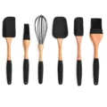 Set d'ustensiles de cuisine en silicone avec spatule et pinceau pour la patisserie. - Ensemble / Ensemble de 6 pièces / Noir