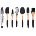Ensemble de spatules de cuisson en silicone, racloir de cuisine et pinceau a huile. - Ensemble / Ensemble de 7 pièces / Noir