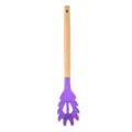 Scolapasta in silicone con manico in legno, cucchiaio per spaghetti viola da cucina e cottura. - Servispaghetti