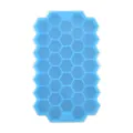 Silicone honeycomb ice cube tray mold, blue flexible ice maker for home kitchen use. - Blue