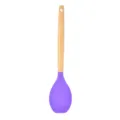 Cucchiaio da cucina in silicone con manico in legno e testa viola, utensile ideale. - Spatola da Pasticceria