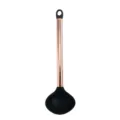Cucharón de sopa de silicona negra con mango de oro rosa utensilio de cocina antiadherente - Cuchara de Sopa