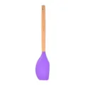 Spatola in silicone viola con manico in legno, variante di utensile da cucina con foro. - Leccapentole