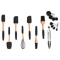 Set d'ustensiles de cuisson en silicone 10 pièces spatule fouet pinceau et cuillères. - Ensemble / Ensemble 10 Pièces B / Noir