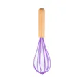 Frusta da cucina in silicone con manico in legno sbattitore uova viola utensile - Frusta