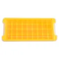 Silicone ice cube tray in bright yellow with clear lid, 36 grids square mold for home kitchen. - Yellow