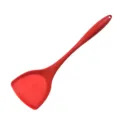 Red silicone kitchen spatula, heat resistant non-stick cooking utensil with hanging hole. - Solid Spatula / Red