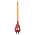 Silicone pasta server with wooden handle, heat-resistant spaghetti spoon for non-stick cookware. - Pasta Server