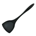Black silicone kitchen spatula, durable non-stick cookware utensil, heat resistant kitchen tool. - Solid Spatula / Black