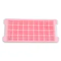 Pink silicone ice cube tray with clear lid, 36 grids square mold for homemade ice maker. - Pink