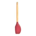 Silicone spatula kitchen cooking tool with wooden handle for non-stick cookware baking. - Spatula