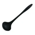 Black silicone kitchen soup ladle heat resistant cooking spoon with hanging hole design - Soup Spoon / Black