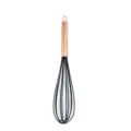 Práctico batidor de silicona negro con mango de metal oro rosa para cocina y repostería - Batidor
