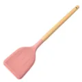 Pink Silicone Spatula with Wooden Handle Kitchen Cooking Utensil Non-Stick Cookware Tool - Solid Spatula