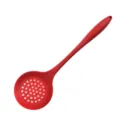 Red silicone slotted spoon kitchen cooking utensil with hanging hole, kitchenware variant. - Skimmer / Red