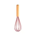 Wooden handle silicone whisk for kitchen baking and daily cooking, red wire whisk tool - Whisk
