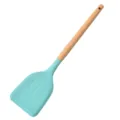 Teal silicone spatula with wooden handle, non-stick cooking utensil variant option. - Solid Spatula
