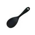 Durable black silicone rice spoon kitchen utensil with hanging hole, safe for nonstick cookware. - Rice Spoon / Black