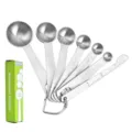 Stainless steel measuring spoon set with 7 pieces, baking tools and seasoning spoons. - 7-Piece Measuring Spoon Set with Color Box