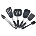 Silicone kitchen utensils set, black heat resistant spatula and cooking tools for kitchen. - Kitchenware Set