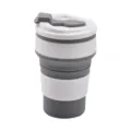 Collapsible silicone travel coffee cup, portable telescopic cup in grey and white color. - Gray