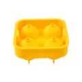 4-Cavity Silicone Round Ice Ball Mold Yellow Spherical Ice Cube Tray Maker for Whiskey - Yellow