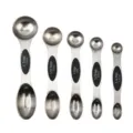 Stainless steel magnetic double-headed measuring spoon set for kitchen baking and cooking. - Five-Piece Set / Black