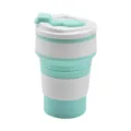 Portable collapsible silicone travel coffee cup 500ml compressible telescopic water cup - Aqua