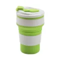 Portable 500ml silicone collapsible travel coffee cup, reusable telescopic folding cup for outdoor. - Green