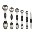 Stainless Steel Magnetic Dual Head Measuring Spoons Set, Silver Finish Spoons Variant - 6-Piece Set / Black