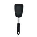 Black silicone spatula for kitchen cooking, heat resistant flexible turner utensil variant. - Large Flat Turner