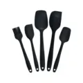 5-Piece Black Silicone Kitchen Utensil Set Spatula Brush Baking Pastry Tools Black - Black Set