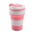 Portable collapsible silicone travel coffee cup 500ml, pink telescopic folding water cup - Pink