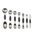 Stainless Steel Magnetic Measuring Spoons Set Dual Sided Spices Powder Baking Tools - 7-Piece Set / Black