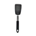 Black silicone spatula with stainless steel handle, heat-resistant kitchen cooking tool SKU - Medium Flat Turner