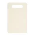 Beige plastic cutting board, minimalist kitchen chopping block with handle hole for fruit vegetable. - White